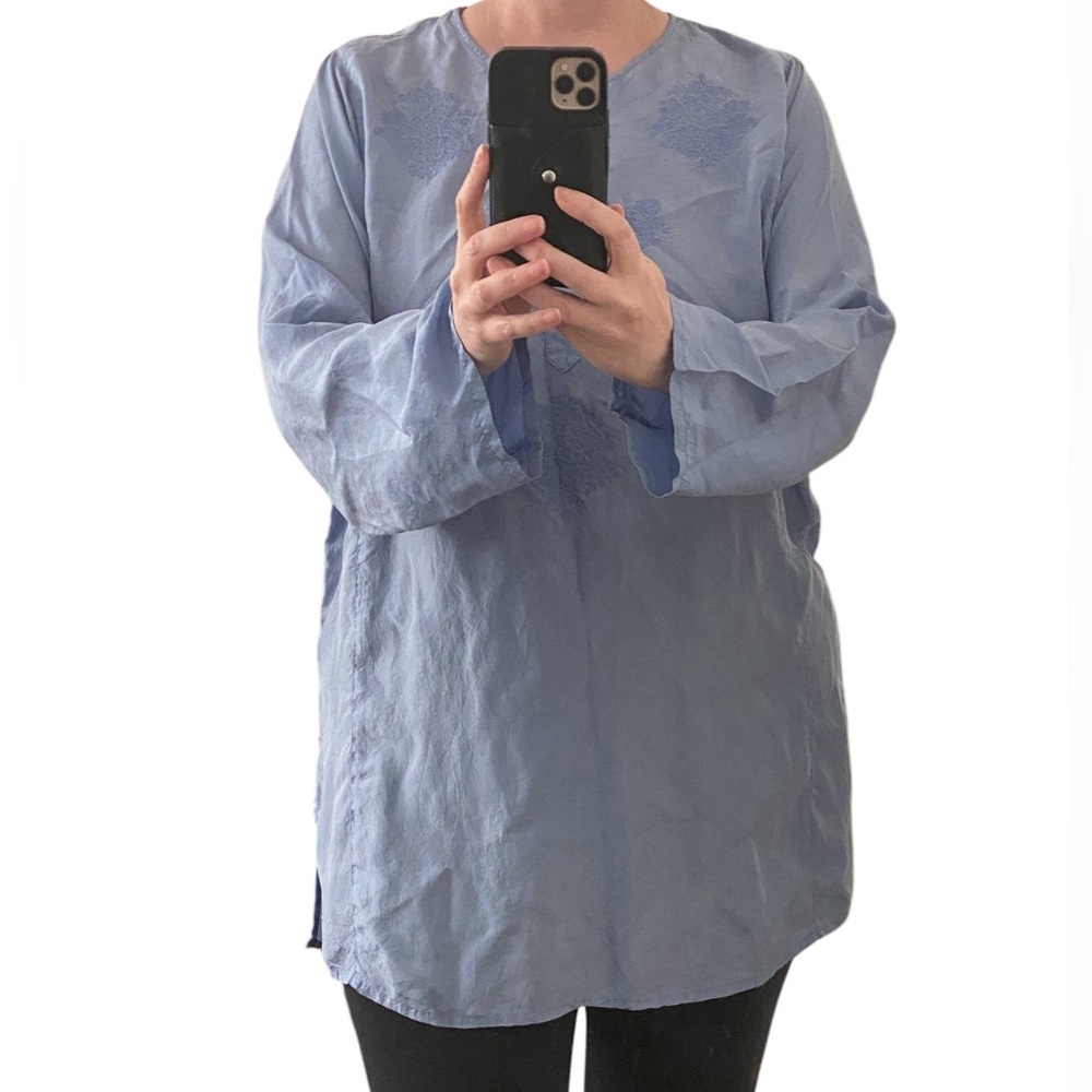 Victoria's Secret Embroidery Silk Tunic Blouse - Sz XL - Picture 9 of 12